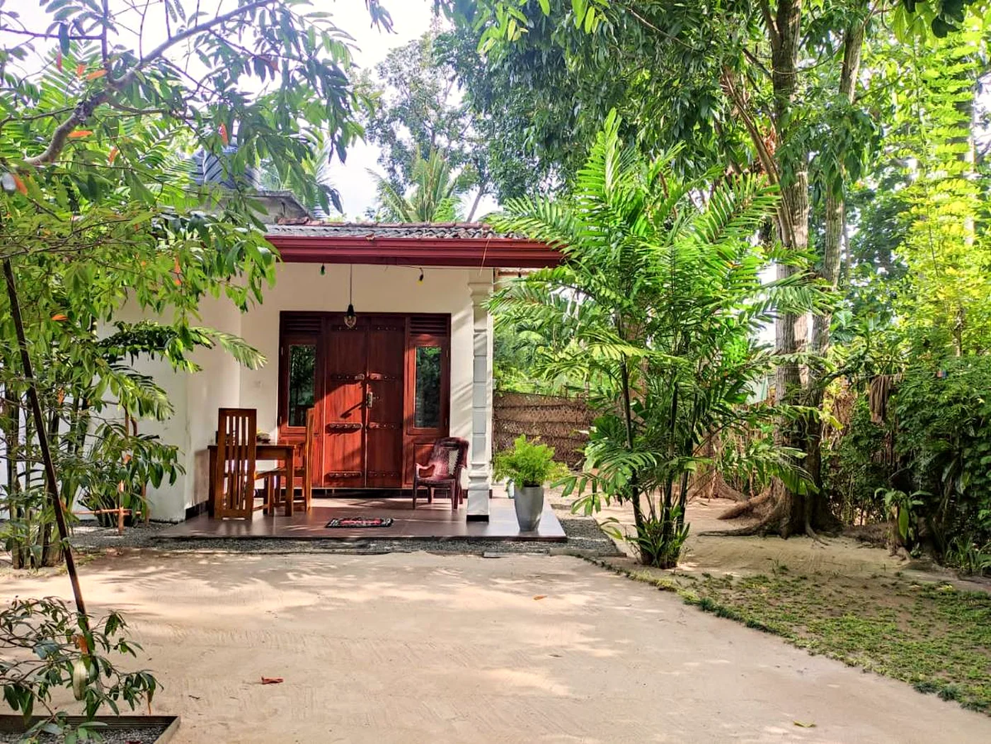 The guest house exterior and grounds
